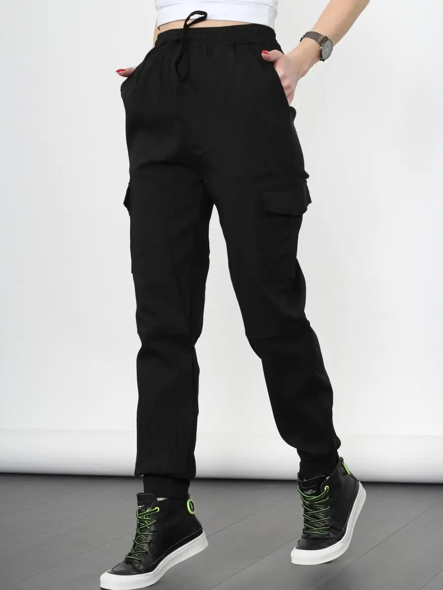 Women's Elastic Waist Casual Slacks Sports Denim Twill Pants