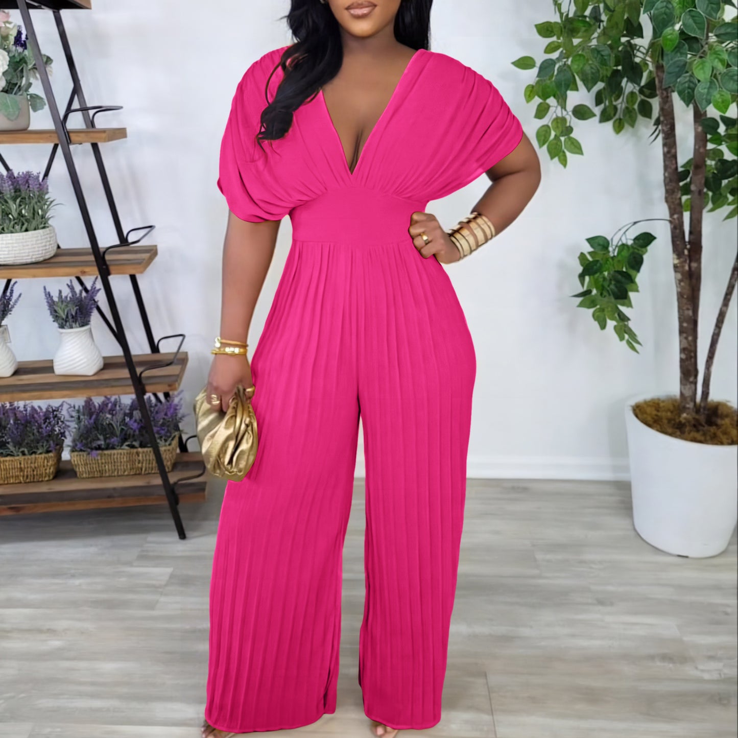 Fashion High Waist Pure Color Sexy Jumpsuits