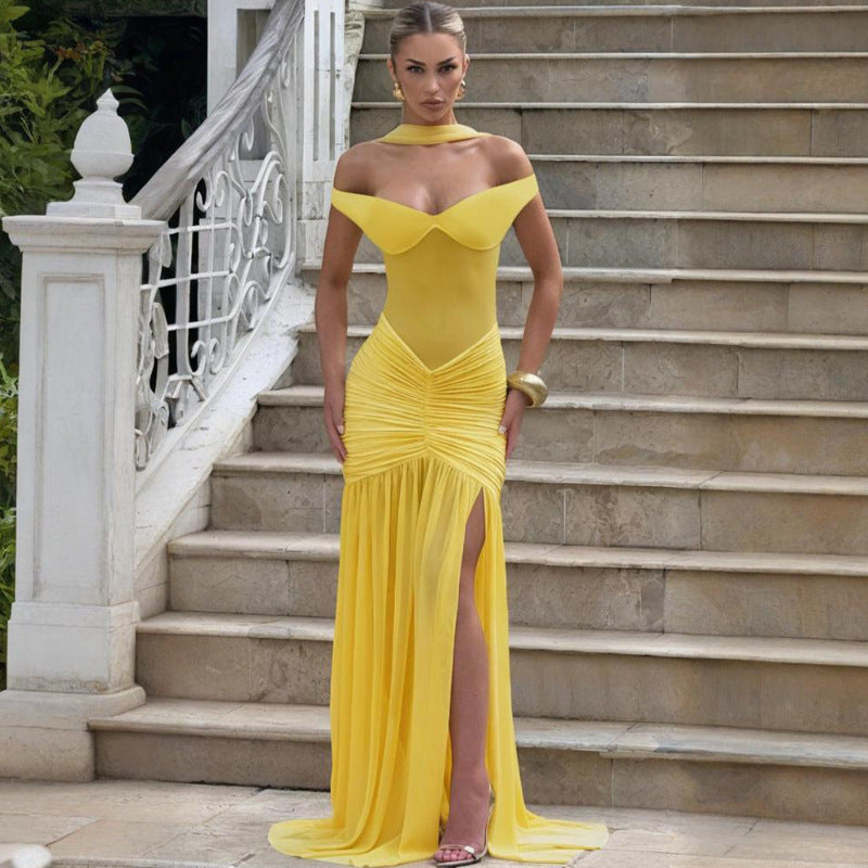 Women's Tube Backless Temperament Mesh Pleated Sexy Tops