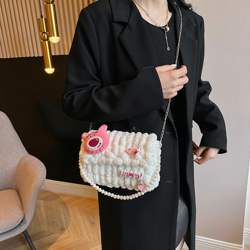 Bear Hand-woven Material Wool Homemade Cute Gift Crossbody Bags