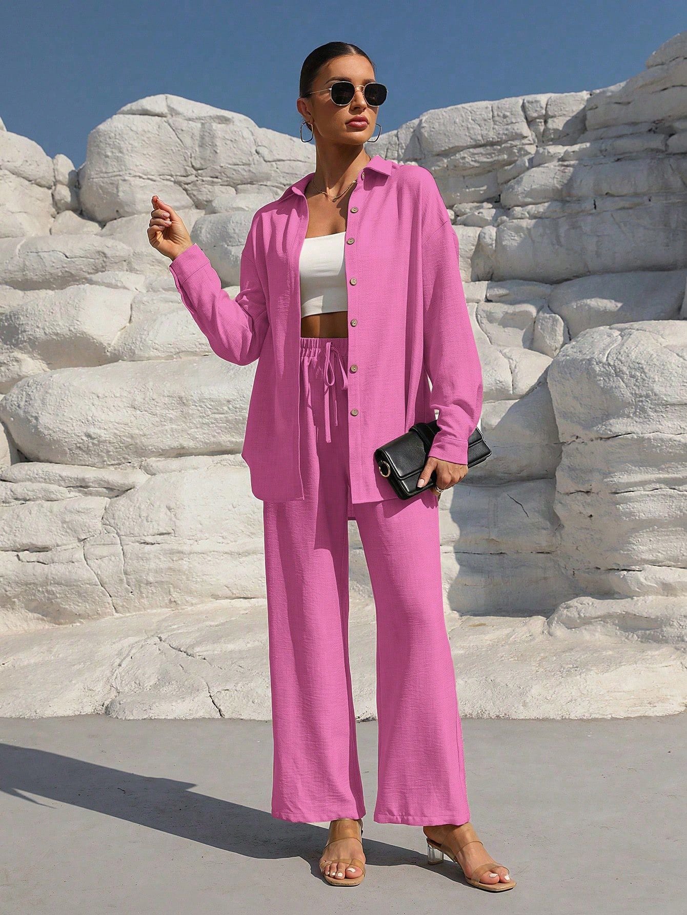 Women's Autumn Graceful Long Sleeve Two-piece Set Solid Fashion Casual Suit
