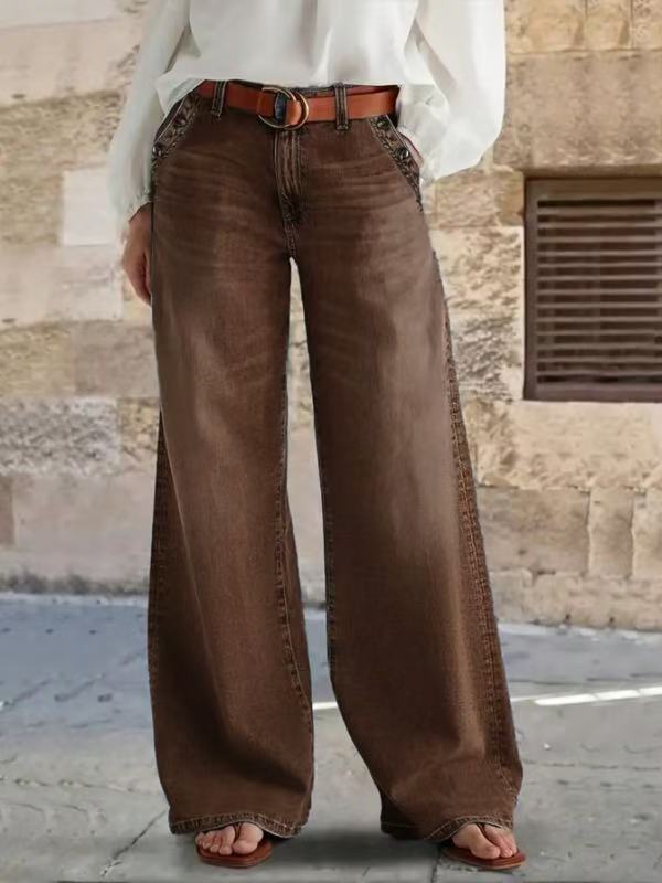 Women's Washed Loose Wide Leg Leisure High Pants
