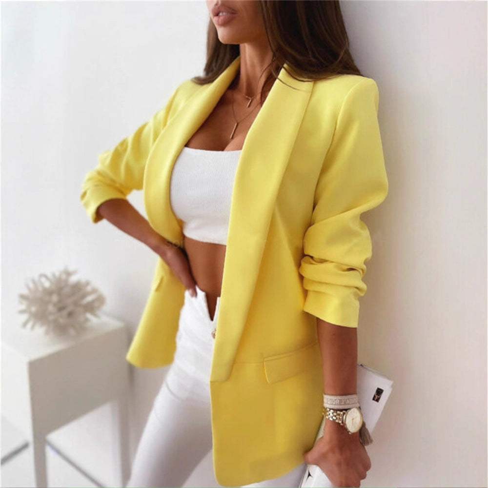 Autumn Solid Color Long Sleeve Ladies Small Suit
