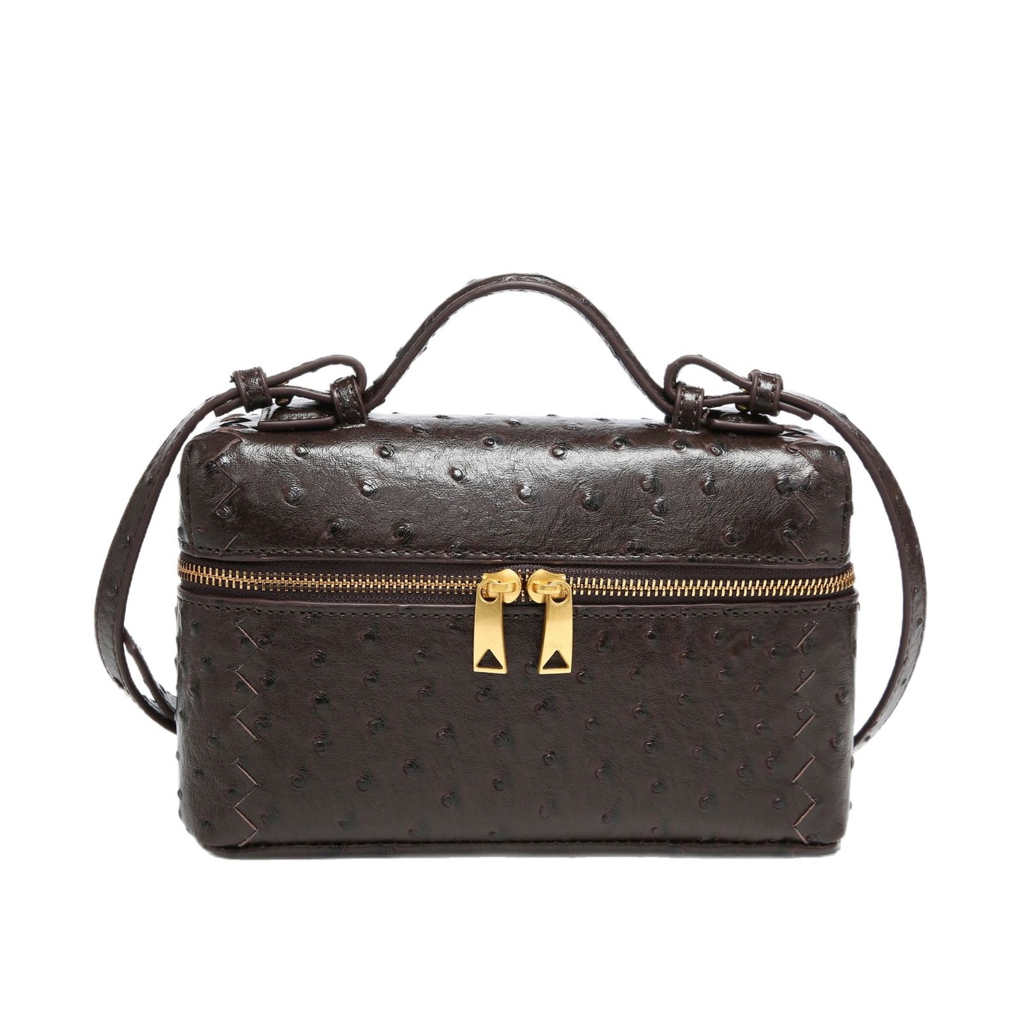 Graceful Ostrich Grain Lunch Box Portable Small Square Bags