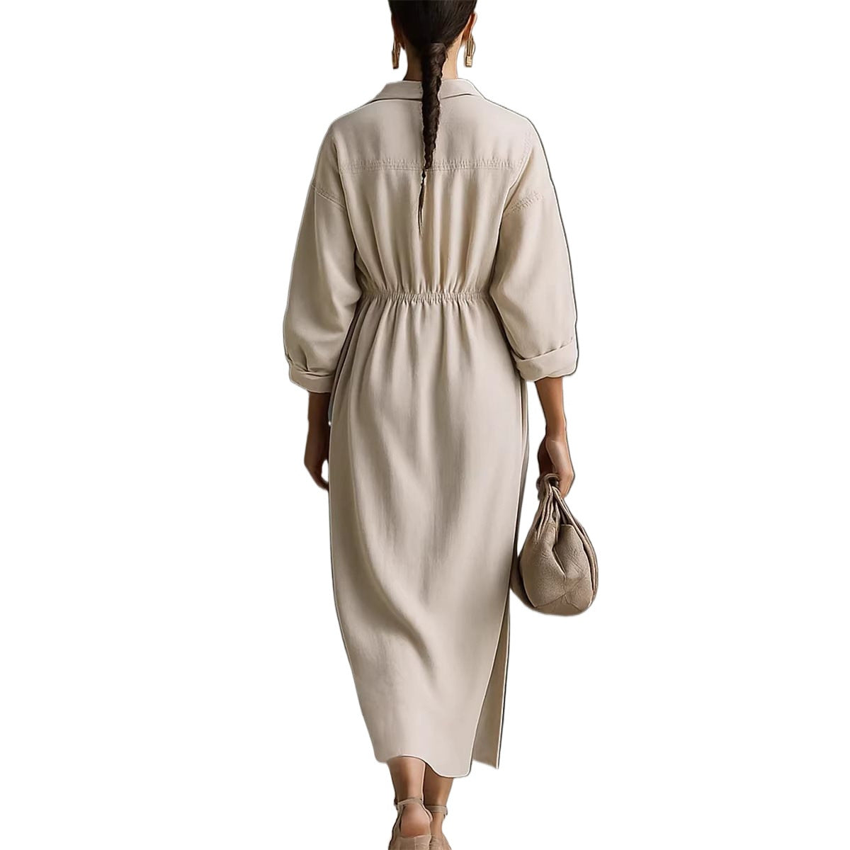 Women's Sleeve Lapel Casual Fashion French Style Elegant Dress