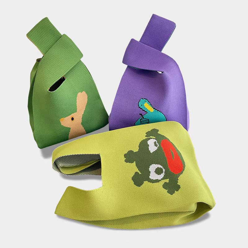 Women's Cute Cartoon Style Knitted Woven Holiday Handbags