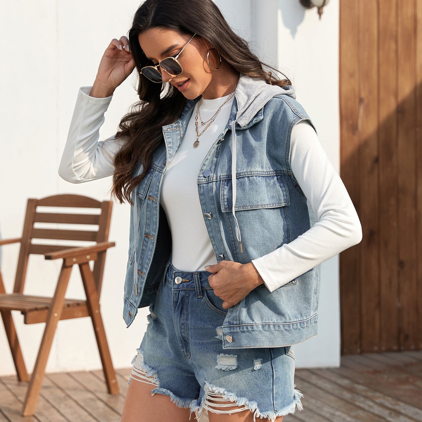 Women's Summer Washed One Breasted Denim Waistcoat Women's Vest