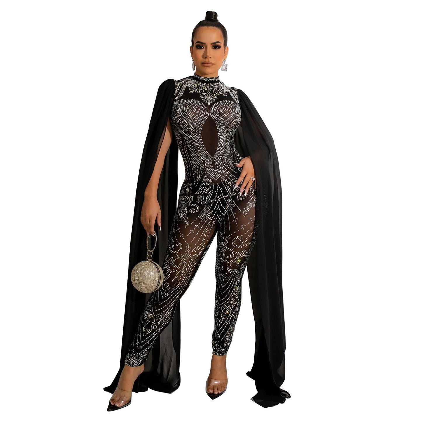 Women's Classic Sexy Mesh Rhinestone Nightclub Pants