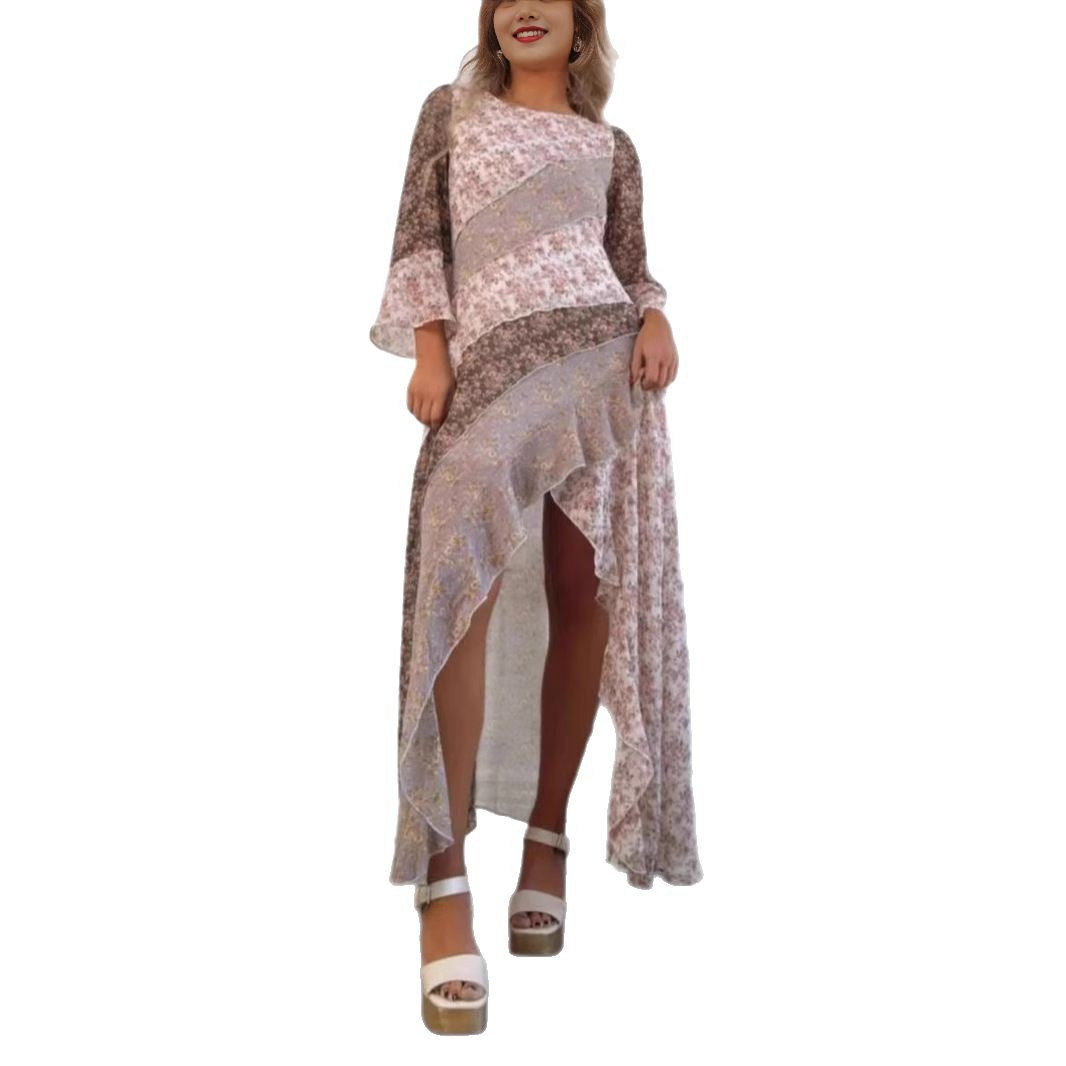 Women's Temperament Commute Casual Printed Round Neck Blouses