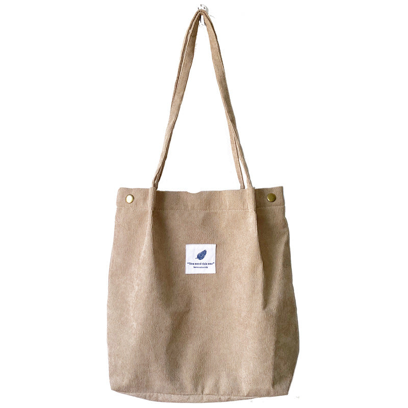 Women's Large Capacity Totes Shopping Canvas Corduroy Shoulder Bags
