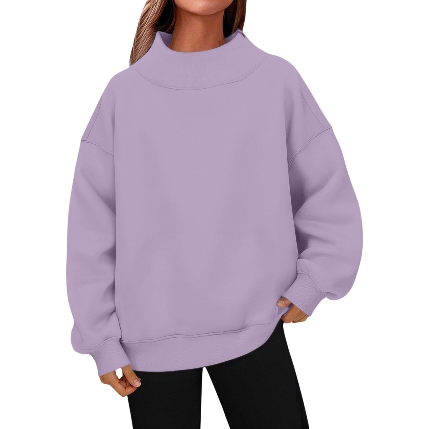 Women's Long-sleeved Turtleneck Pullover Sweatshirt Casual Veet Women's Sweater, Sweater