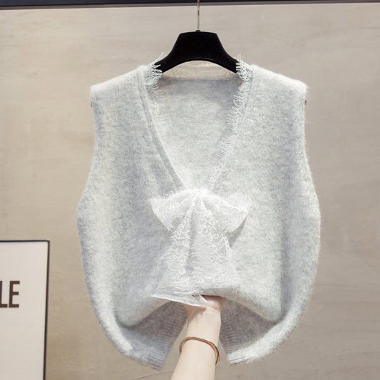 Women's Sequined Lace Knitted Loose Outer Wear Vests