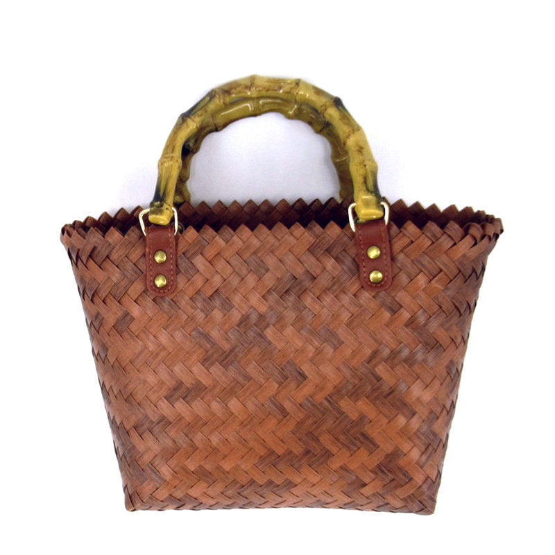 Color Woven Material Plastic Basket Vacation Handbags