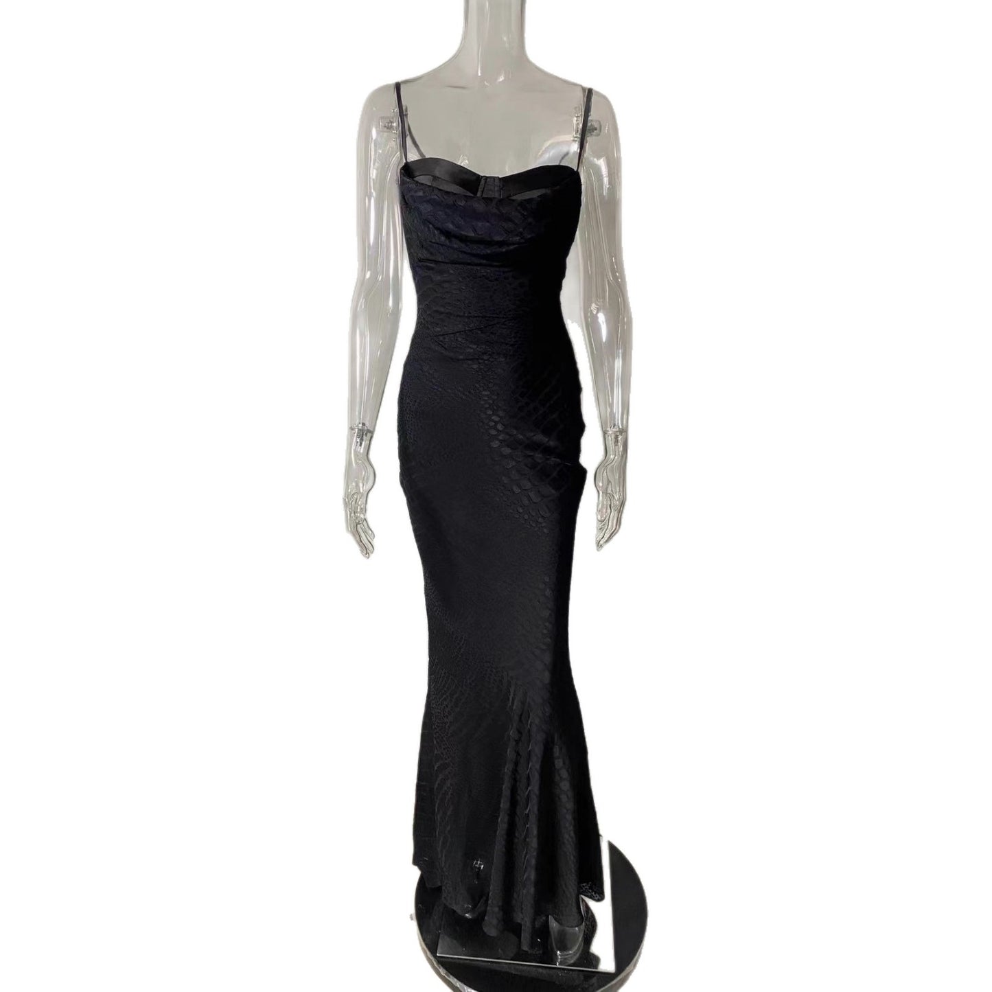 Elegant Crocodile Pattern Fishtail Slip Dress Dresses
