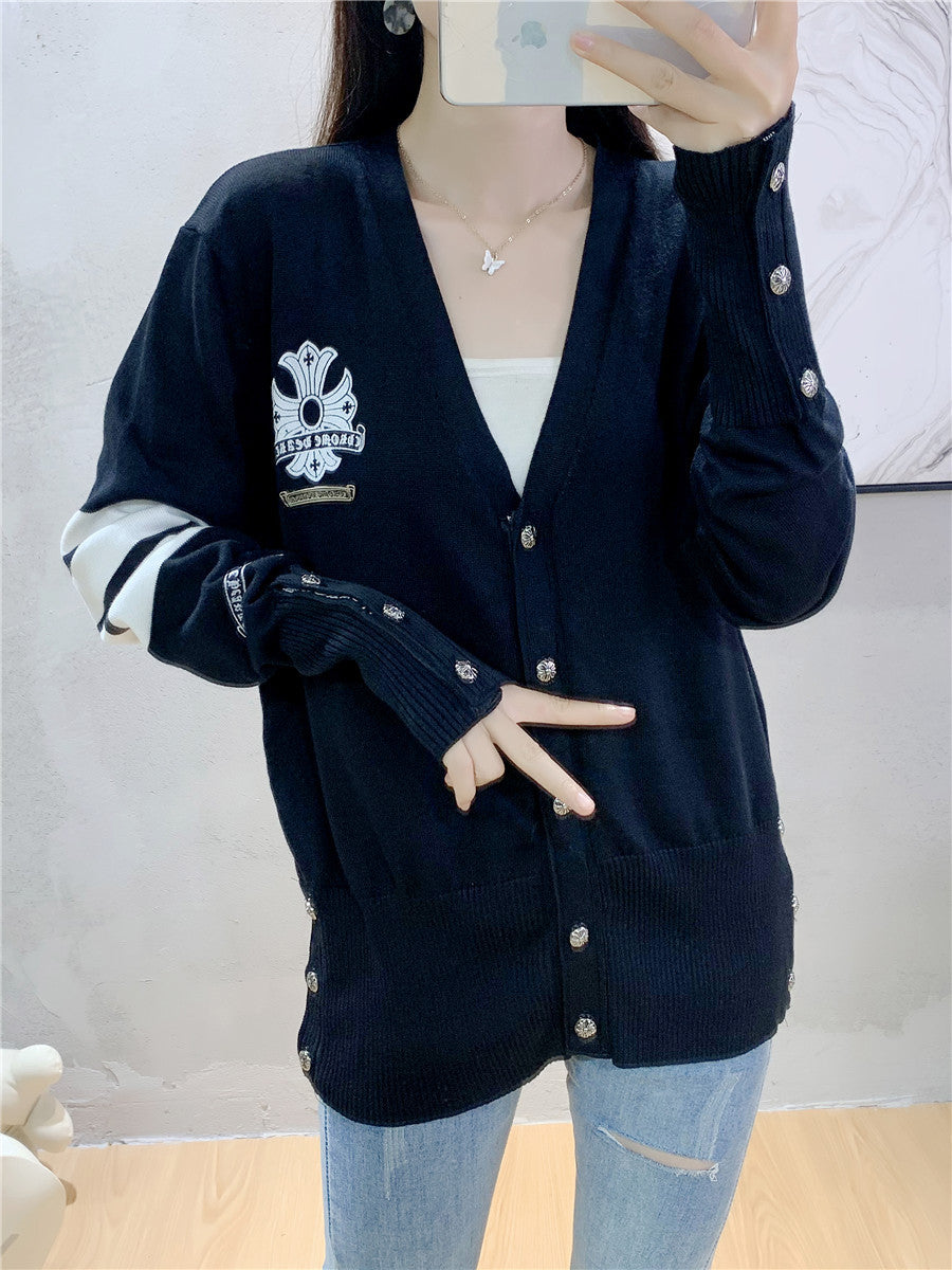 Women's College Style Four Bars Cross Fashion Knitwear