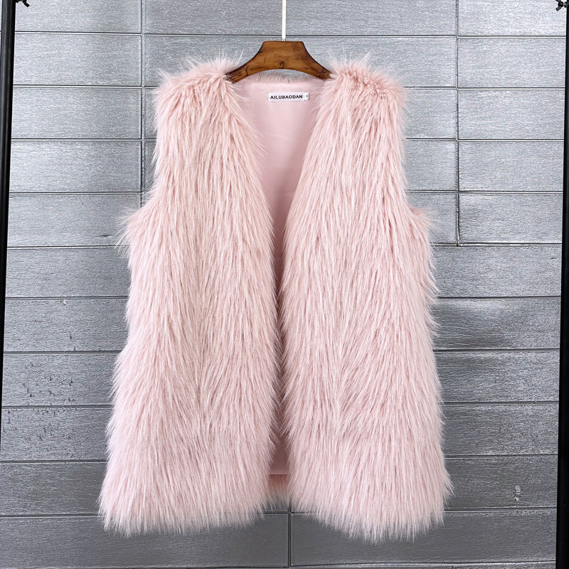Women's Faux Camisole Fox Fur Winter Mid-length Coats