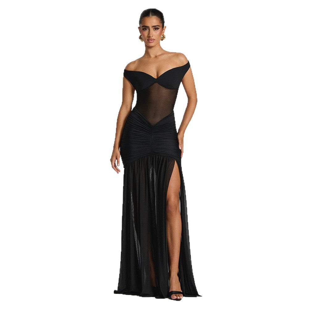 Women's Tube Backless Temperament Mesh Pleated Sexy Tops