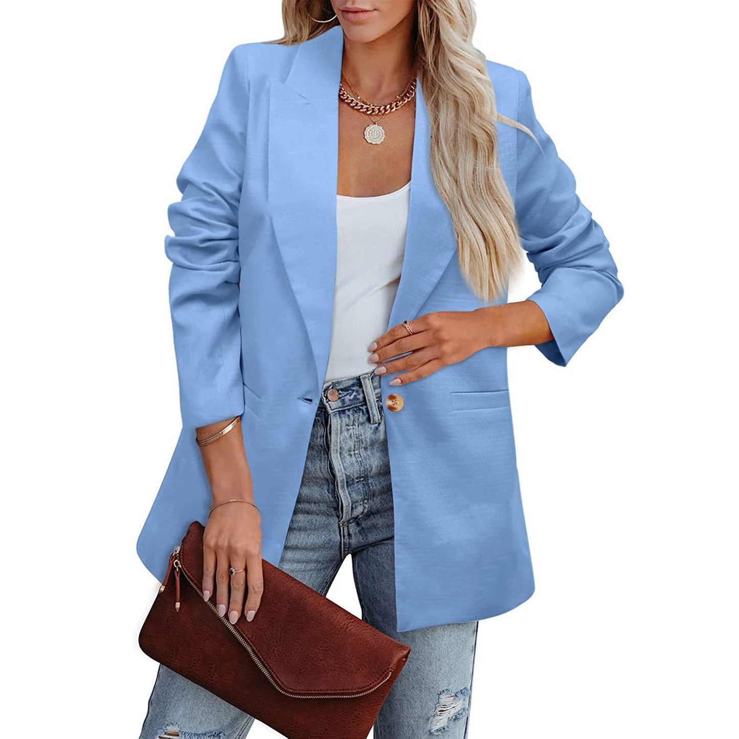Women's Color Casual Long Sleeves Temperament Professional Suits