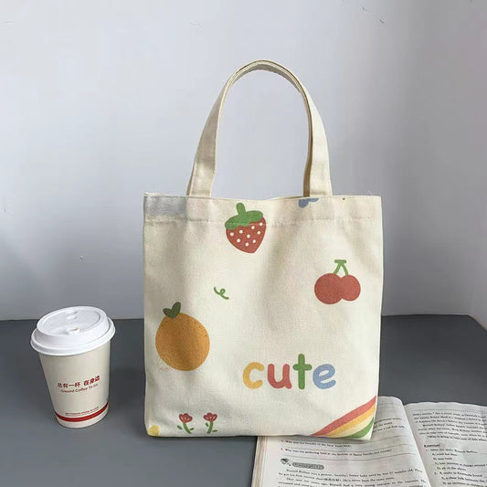 Canvas Cartoon Fresh Style Hand Leisure Handbags