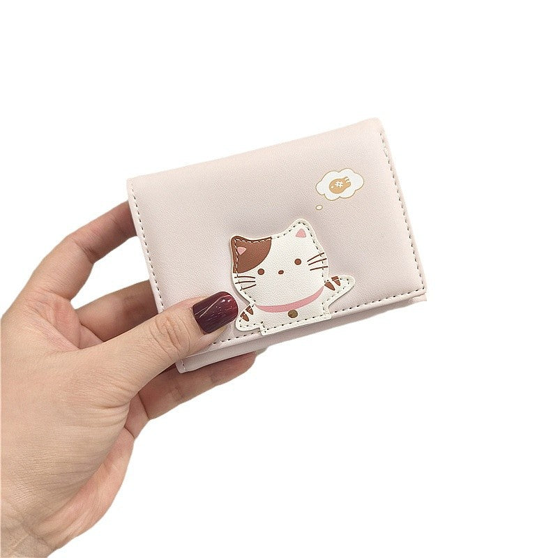 Women's Korean Style Patchwork Cute Cat Mini Ladies Wallets