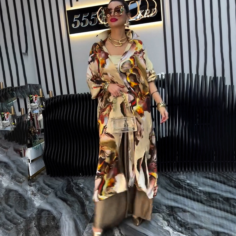 Personalized Printed Loose Wide Leg Two-piece Suits