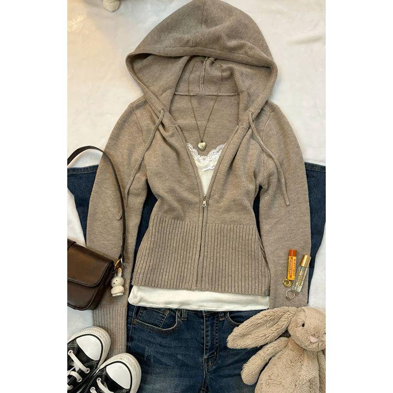 Cut Soft Glutinous Retro Gentle Style Cardigans