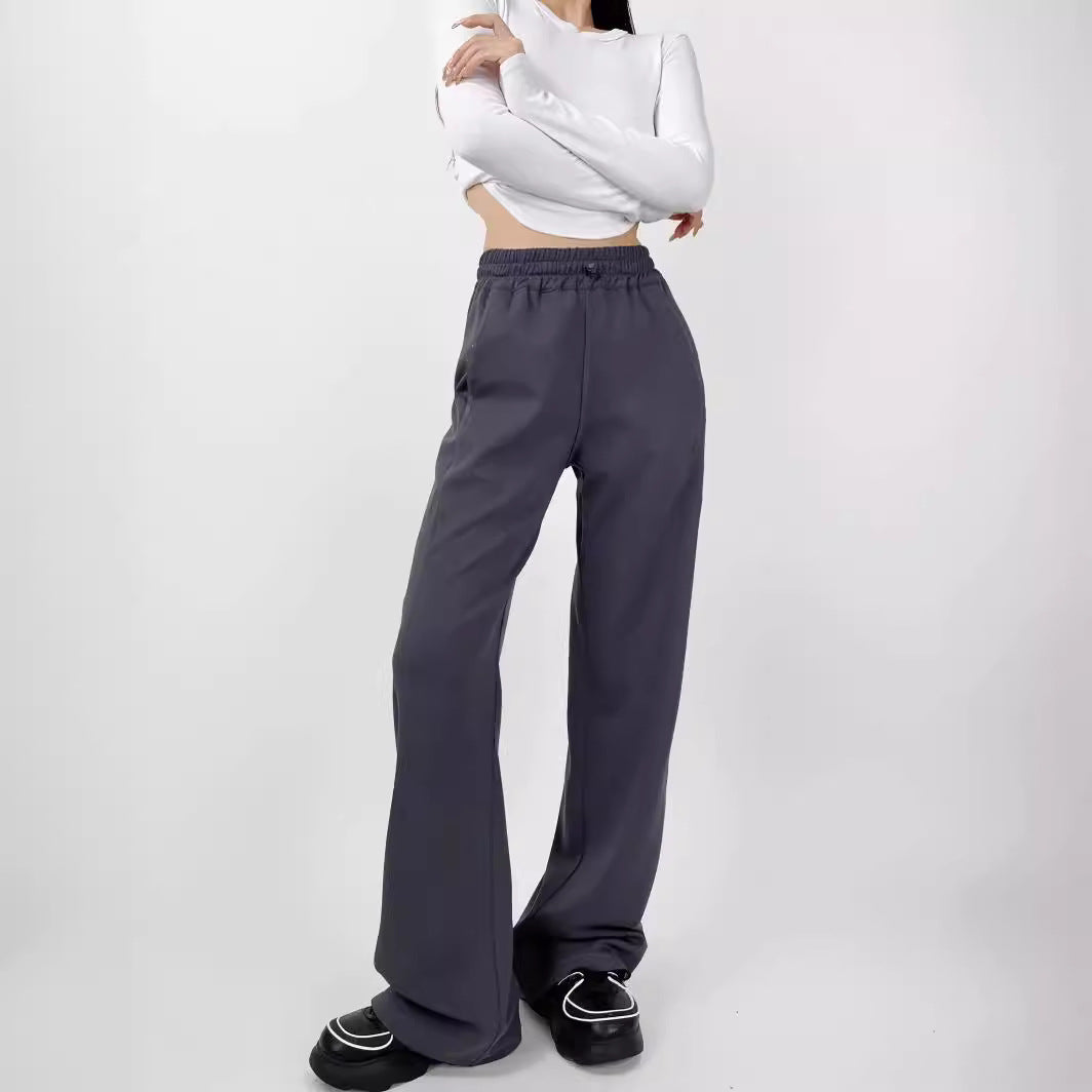 Women's Clothes American Drawstring Elastic Waist Open Line Pocket Pants