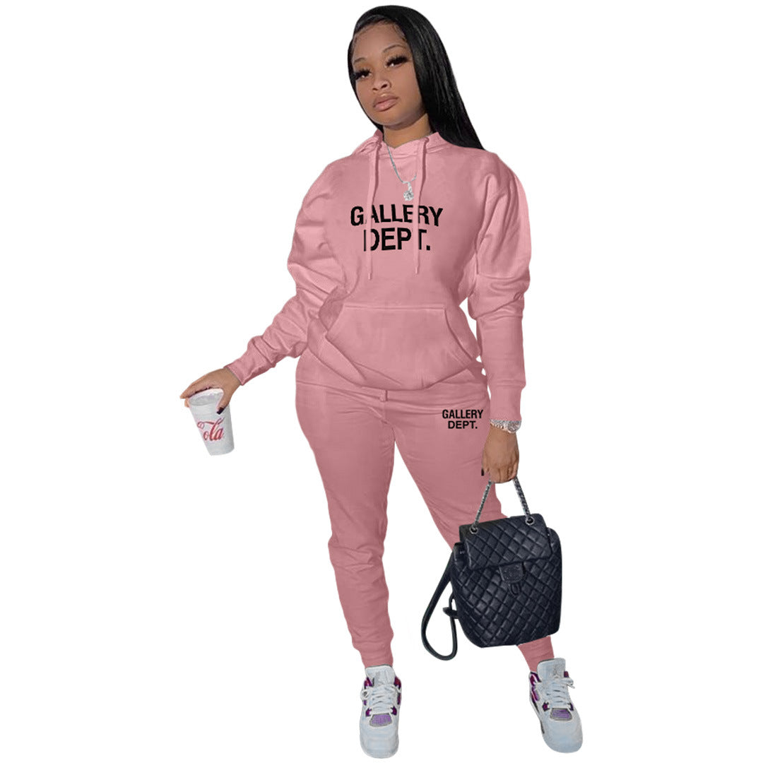 Women's Fashion Casual Printing Sports Two-piece Set Suits