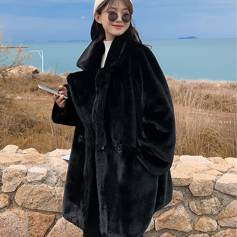 Rabbit Fur Loose Imitation Collar Thick Coats