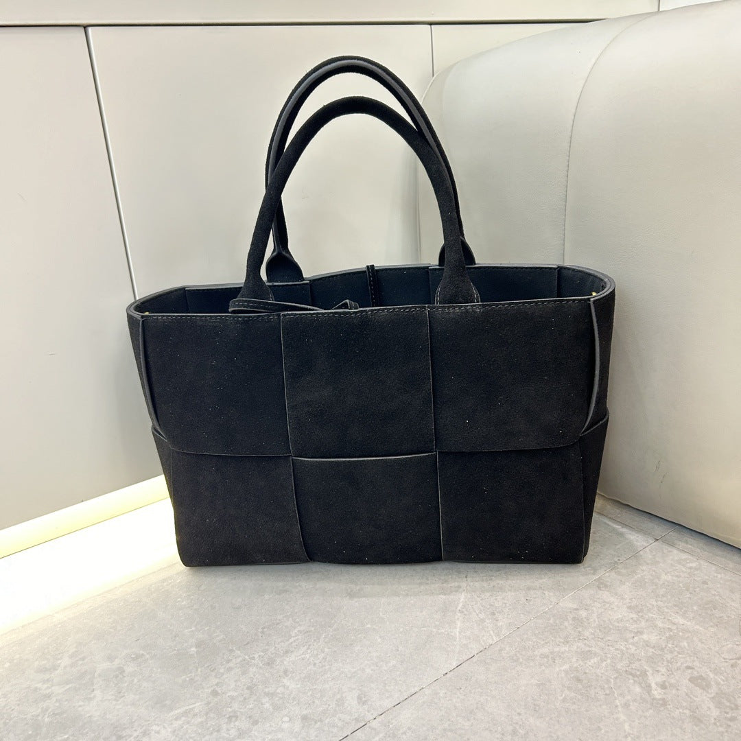 Women's Cowhide Korean Weaving Portable Shopping Tote Bags