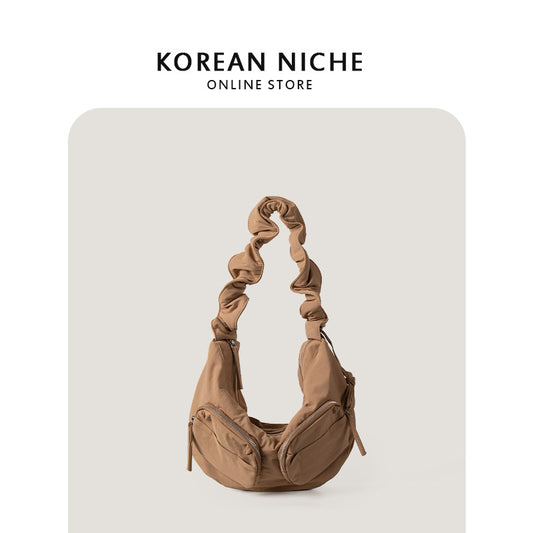 Korean Style Niche Drawstring Ruffle Cloud Handbags