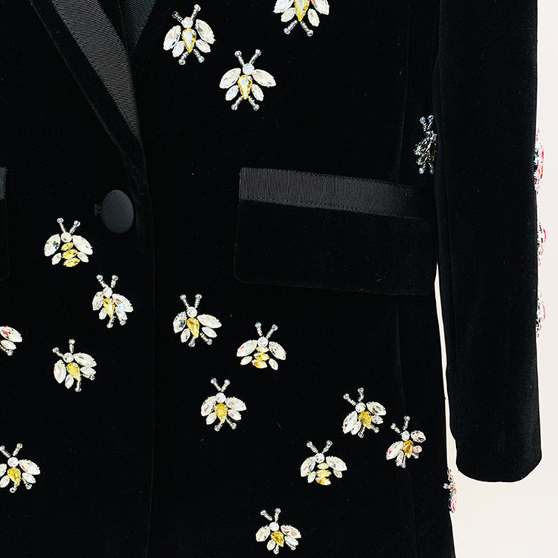 Popular Fashion Bee Diamond Beaded Veet Blazers