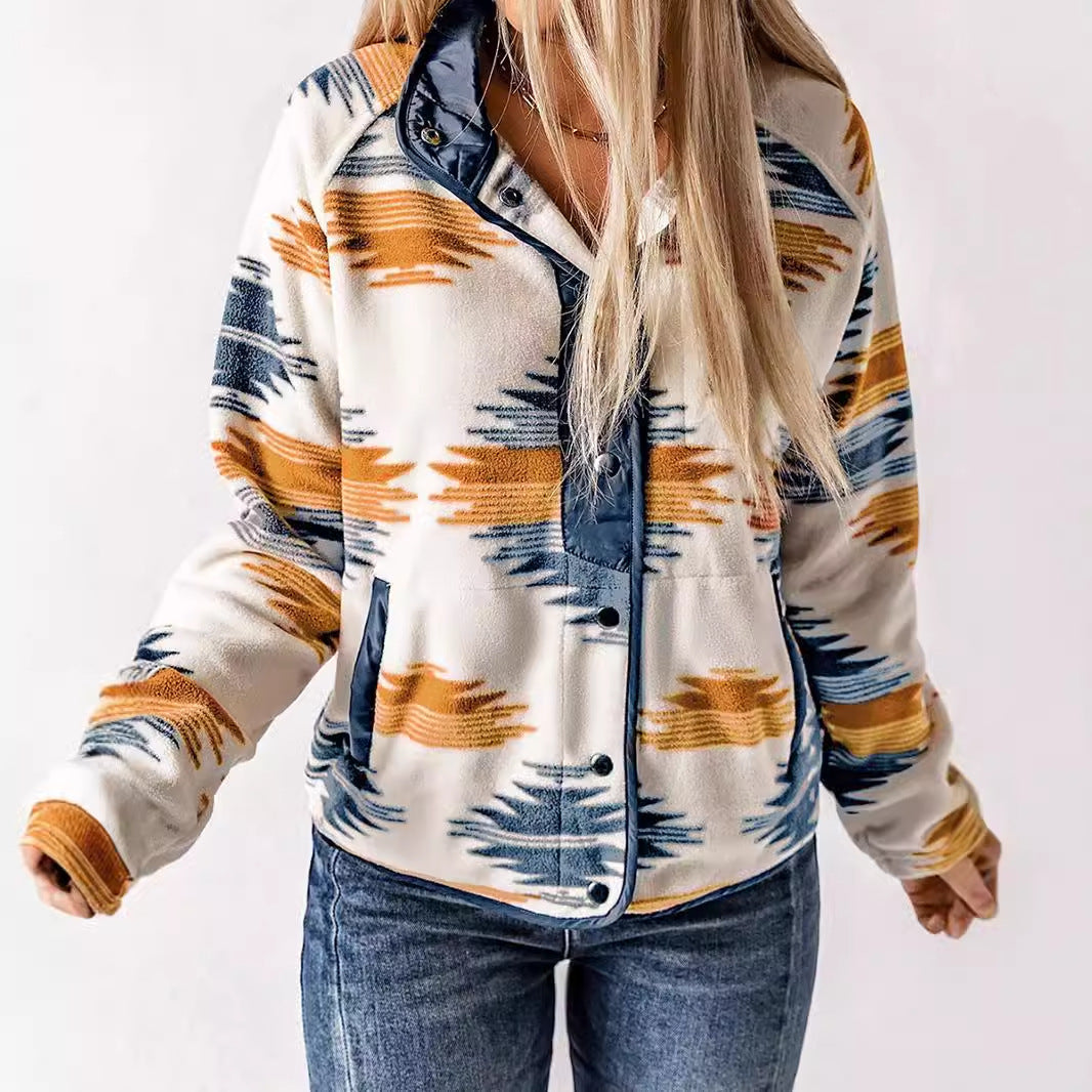 Women's Fashion Loose Button Fleece Shirt Sweaters