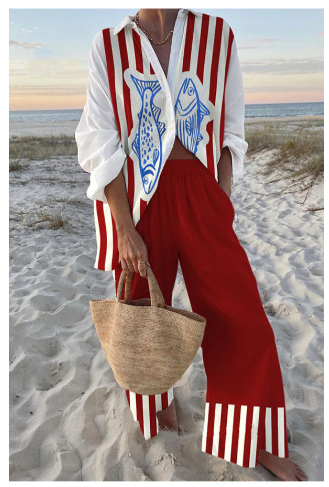 Women's Style Cruise Wear Seaside Tropical Printing Suits