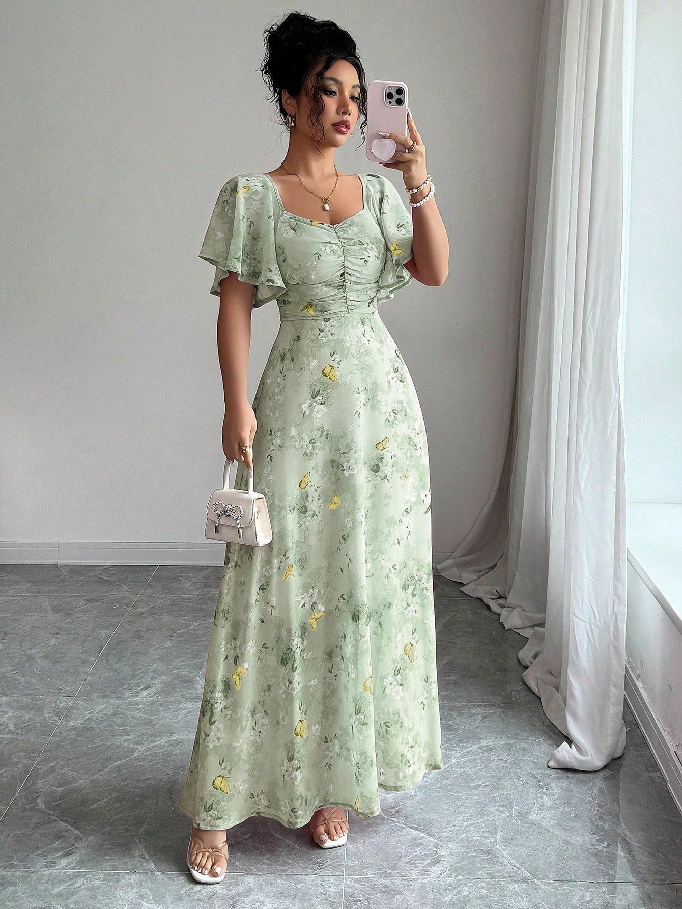 Women's Fashion Summer Floral Elegant Slimming Long Dress