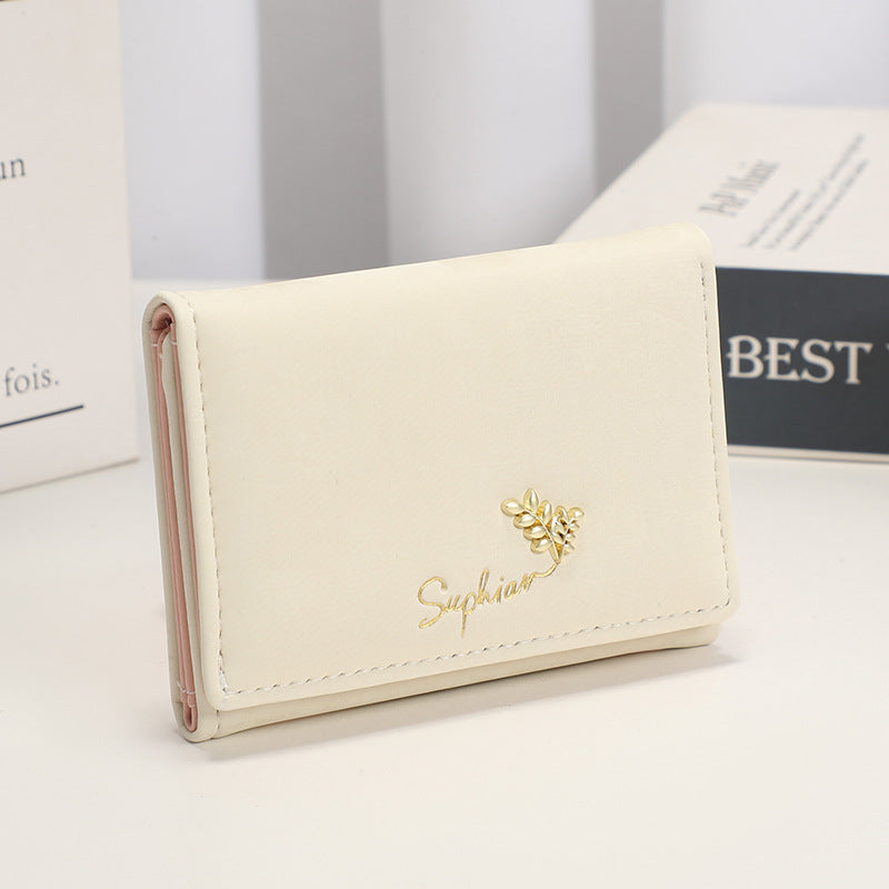 Women's Simple Folding National Style Fresh Flannel Ladies Wallets