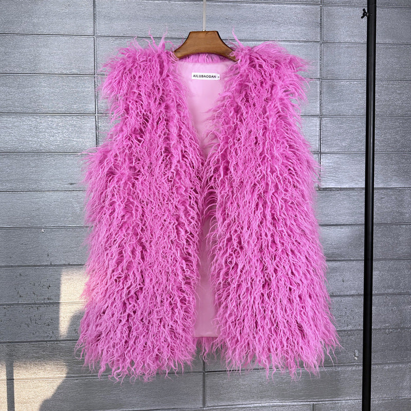 Women's Imitated Tibet Sheep Fur Mid-length Faux Coats