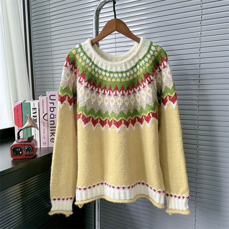 Women's Retro Loose Idle Soft Glutinous High-grade Round Sweaters