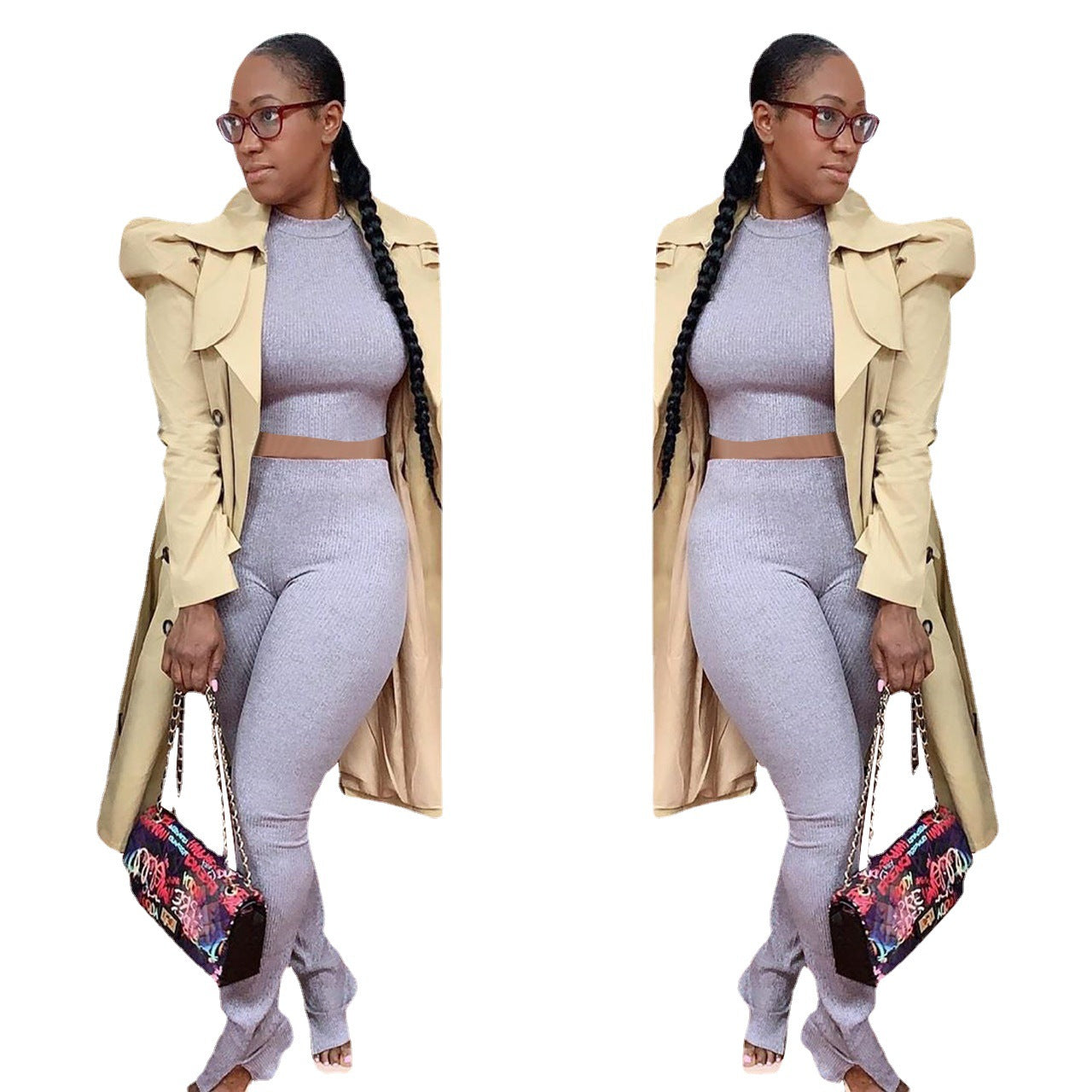 Women's Pure Color Casual Long Trench Wear Coats