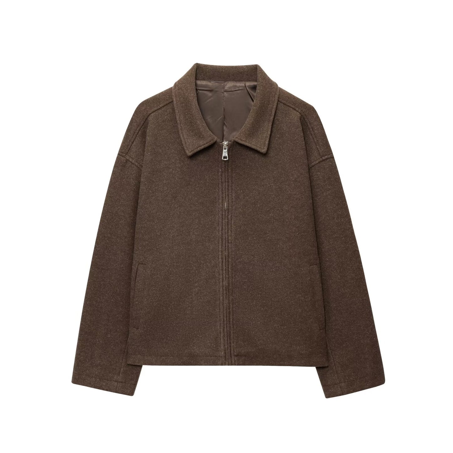 Women's Fashion Three-color Solid Color Wide Zipper Coats