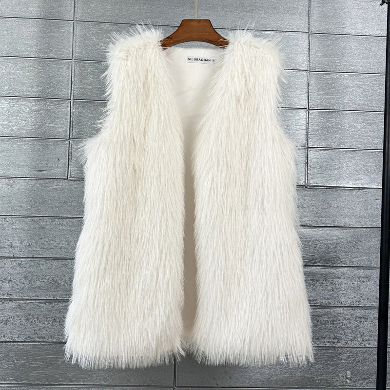 Women's Faux Camisole Fox Fur Winter Mid-length Coats