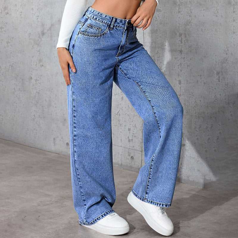 Women's Spicy Style High Waist Straight Loose Jeans