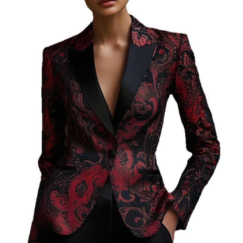 Women's Creative Printed Business Temperament Small Blazers