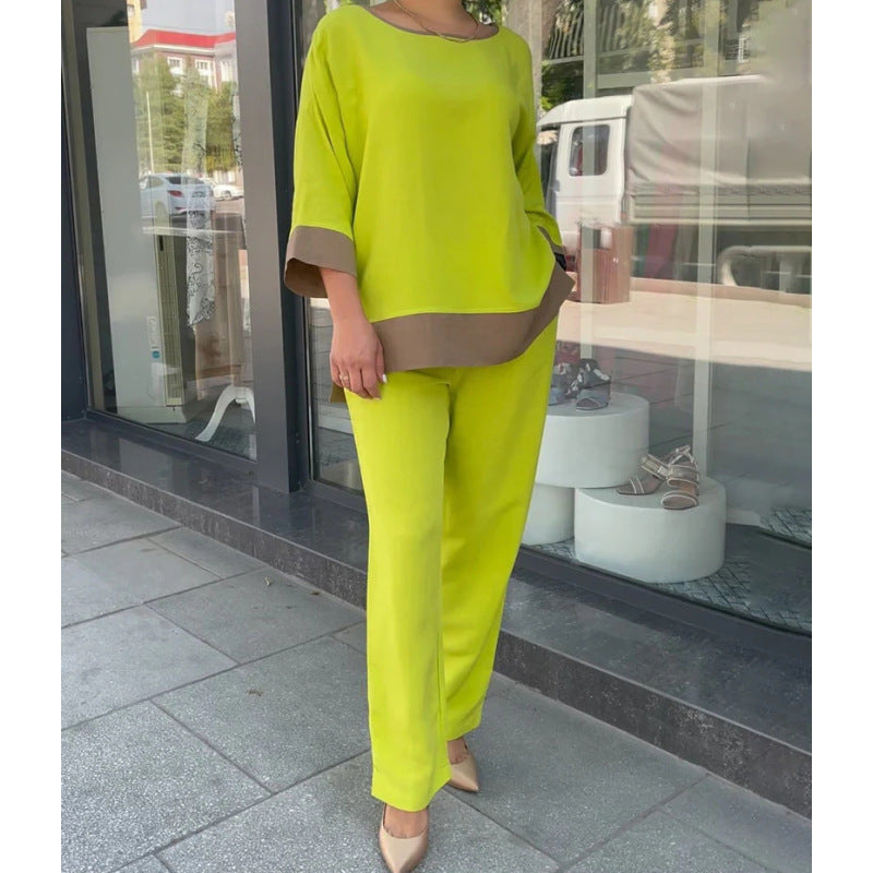 Women's Loose Casual Crew Neck Shirt Pants