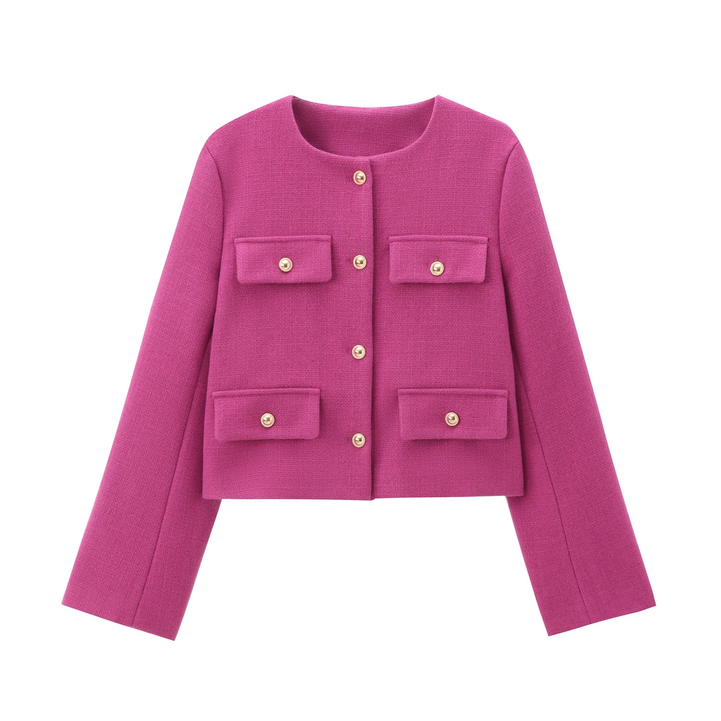 Women's Round Neck Temperament Leisure Classic Style Coats