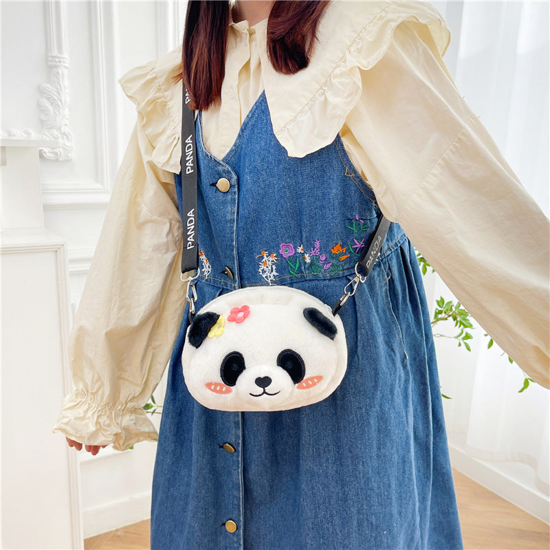 Bear Cat Head Plush Female Teenage Crossbody Bags