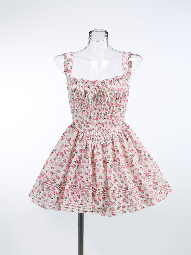 Women's Summer Sexy Floral Suspender Dress Elegant Dresses