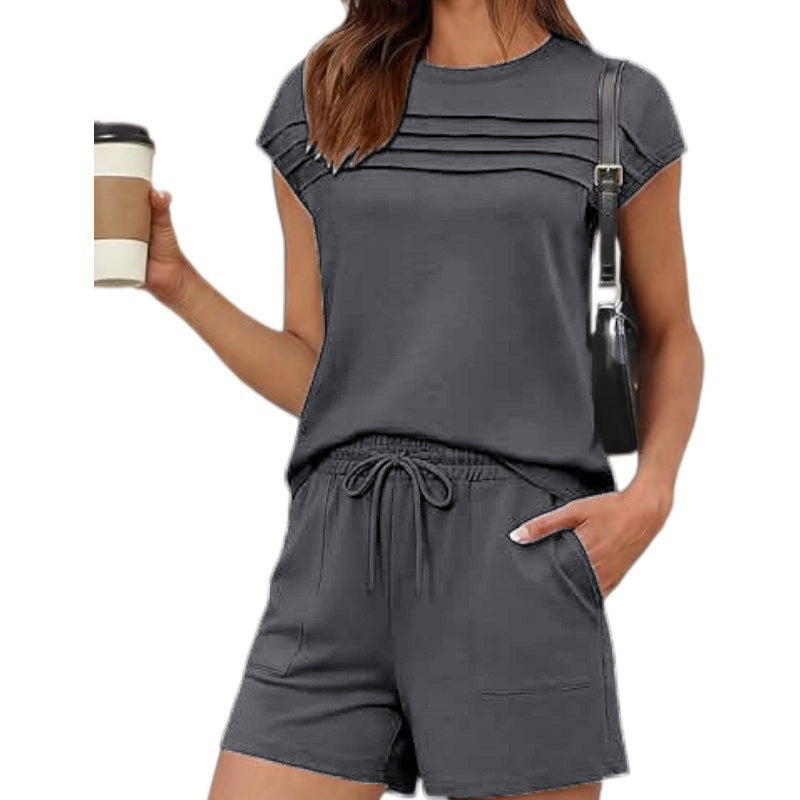 Women's Summer Stripes Solid Color For Fashion Casual Suit