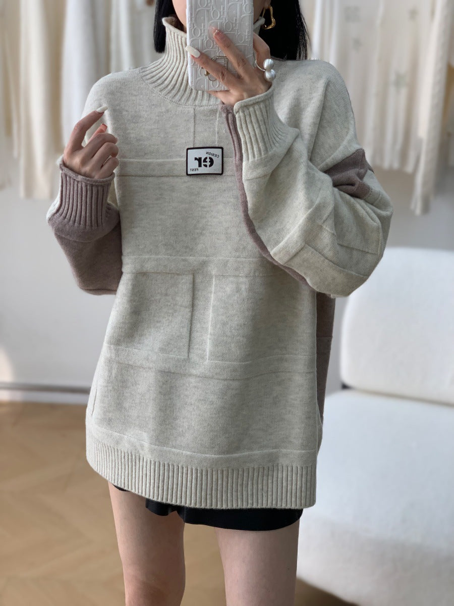 Pullover Loose Two-sided Wear Idle Style Large Version Outer Sweaters