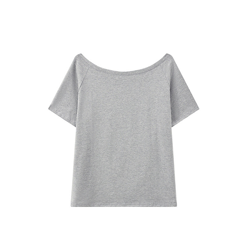 Women's Summer Chic Loose Casual Diagonal Collar Niche Design Tops